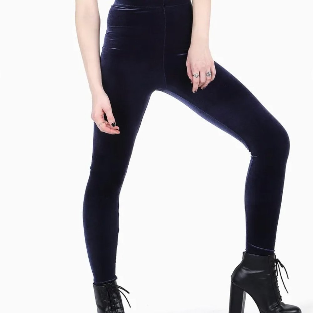 Blackmilk Velvet Deep Blue HW Leggings (Size S) NWT